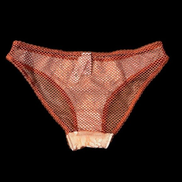 Victoria’s Secret Dream Angels floral lace mesh cheekini panty Rust Beige Xsmall - Picture 2 of 3